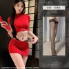 Fashion Wear Spice Girl Slim Pure Desire Black Front Shoulder Short Sleeve Low Waist Sex Underwear Hip Skirt Women
