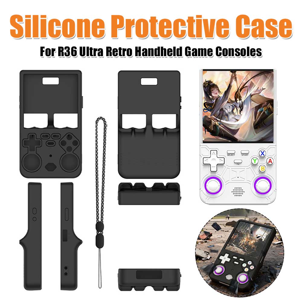 Games Console Soft Cover for R36 Ultra Handheld Game Console Against Scratch and Drop-Black Handheld Storage Protective Cover