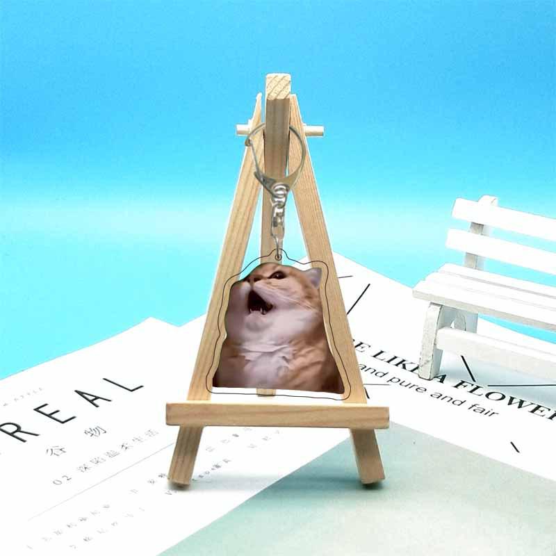Abstract Cat Meme Emoji Acrylic Keychain