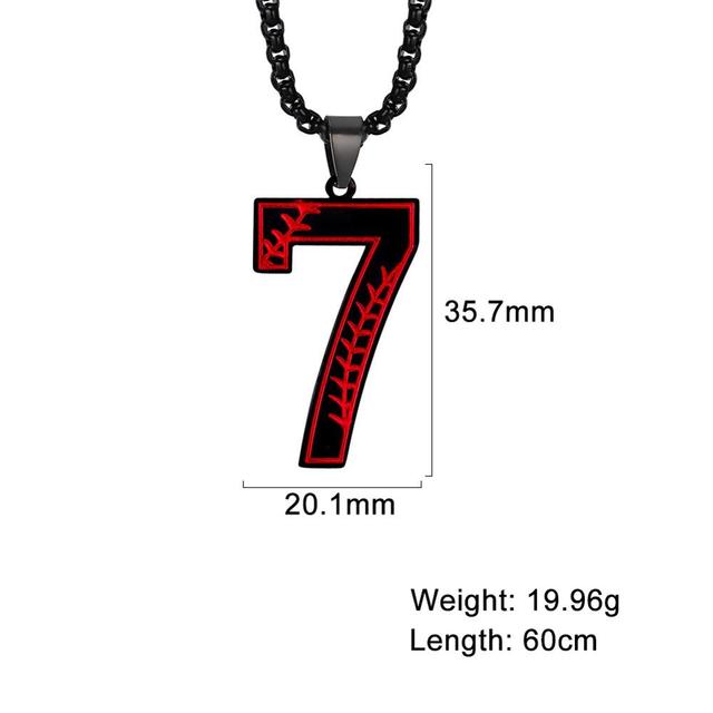 My Shape Baseball Pattern Number Pendant Necklace For Men Sport Basketball Figure Stainless Steel Necklaces Fashion Male Jewelry