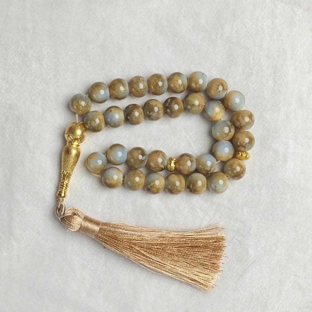 10mm 33pcs Glass Tassel Turkish Muslim Rosary Islamic Prayer Beads Bracelet for Women Jewelry Tasbih Tasbeeh Allah Mohammed