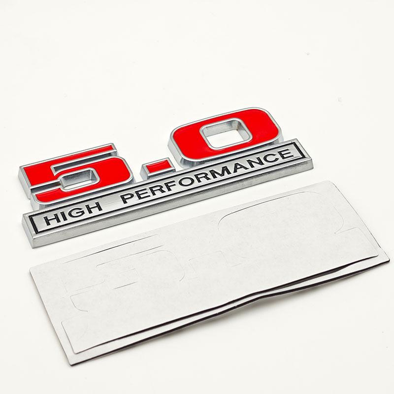 OKM20 3D Metal Red Chrome 5.0 High Performance Car Rear Trunk Stickers Front Grille Badge Emblem for Ford Mustang Accessories