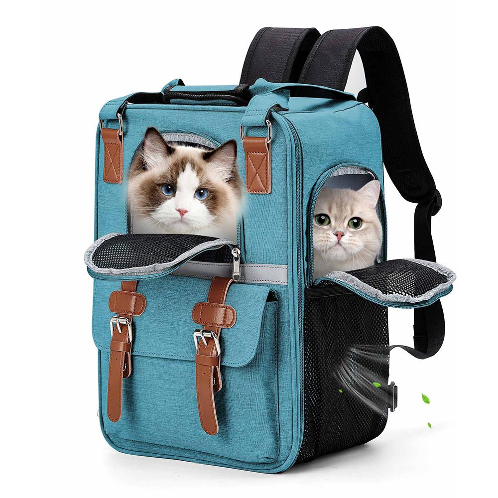 

Складной рюкзак-переноска для домашних животных для собак и кошек, Транспортин Гато Хорошо вентилируемый рюкзак для путешествий для кошек, Рюкзак-переноска для собак павлин голубой
