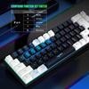 HXSJ Gaming Membrane Keyboard, 68 Keys, Detachable Cable, RGB Backlighting, White/Black, ABS Material.