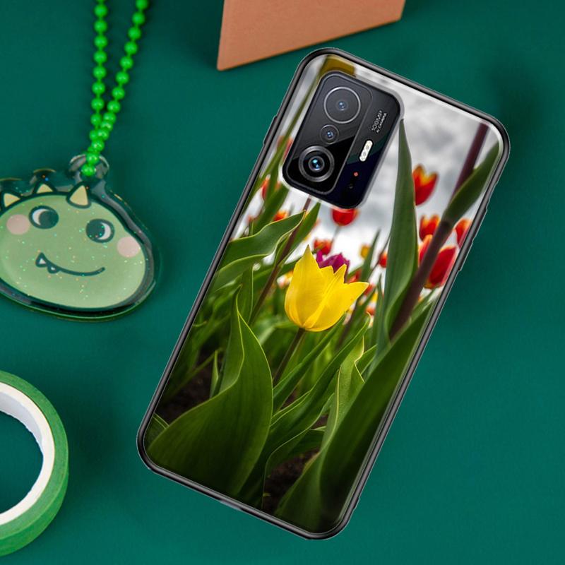 Pouzdro s tulipánovým květem pro POCO F5 X5 X3 Pro X4 F4 GT F3 M5s C40 Cover pro Xiaomi 13 12 Lite 11T 12T Pro 12X