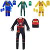 Fajny Zestaw Ubrań na Cosplay dla Dzieci w Stylu Ninjago z Rękawicą, Kapeluszem i Kombinezonem
