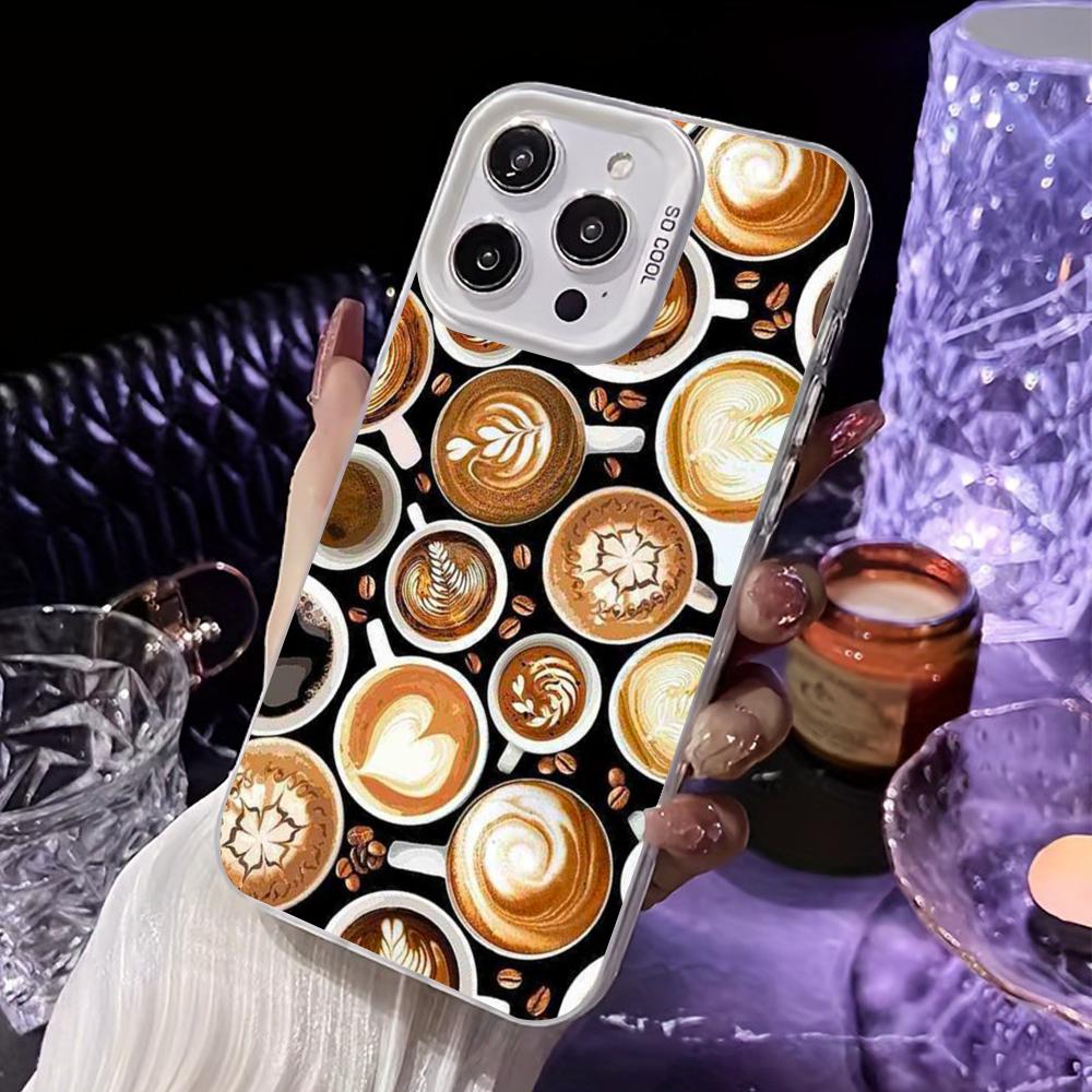 Coffee Beans White Translucent Mobile Phone Case for iPhone 17 16 15 14 13 12 11 X XR XS Air Pro Max Plus Colorful Cover