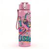 1PC Colorful DJ Music Girl Cartoon 750ml Color Plastic Sports Water Bottle Leakproof Flip Straw Lid Suitable for Sports Office Home Use