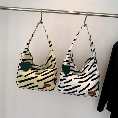 New Stylish and Simple Zebra Pattern Canvas Bag Casual Large Capacity Shoulder Bag Student Tutoring Bag