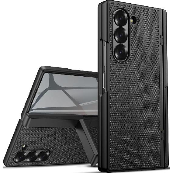 for Samsung Galaxy Z Fold 6 Case with Kickstand & Hinge Protection & Screen Protector, Support Wireless Charging Lightweight Slim Fit Protective