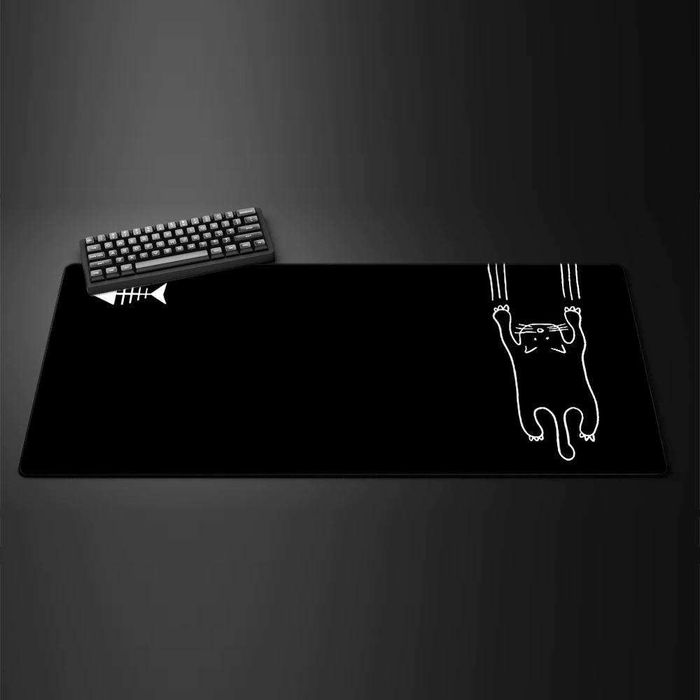Cute Black Cat Mouse Pad Girl New Large Computer Office Game Table Mats XXL Rubber Anti-slip PC Keyboard Mousepad Long Desk Pads