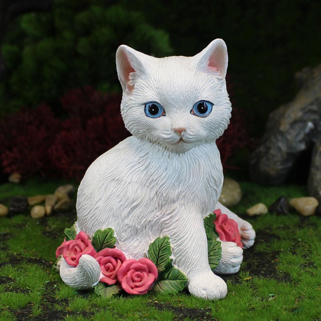 Mini Kätzchen Figur Skulptur Katze Paar Stil mit Rose Hof Haus Ornament Schlafzimmer Dekoration Geschenke für Familie Freunde