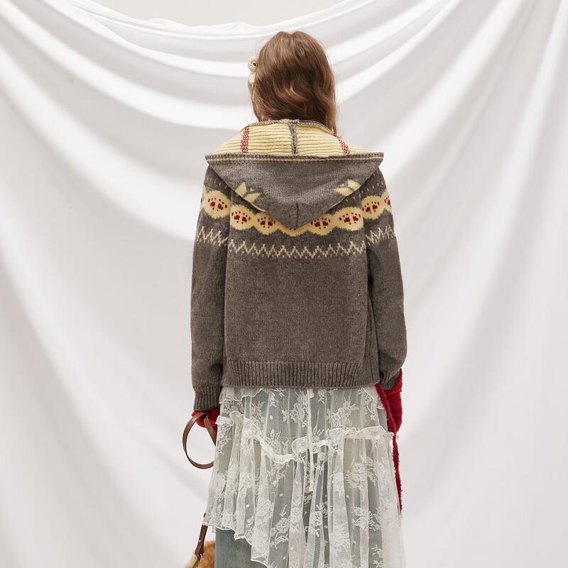 UNIFREE Fair Isle Hooded Knitted Sweater