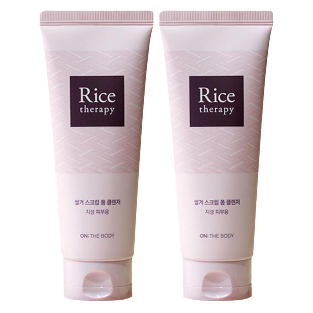 ON THE BODY Rice Therapy Rice Bran Scrub Foam Cleanser Deep Purifying 150ml (Pack of 2)