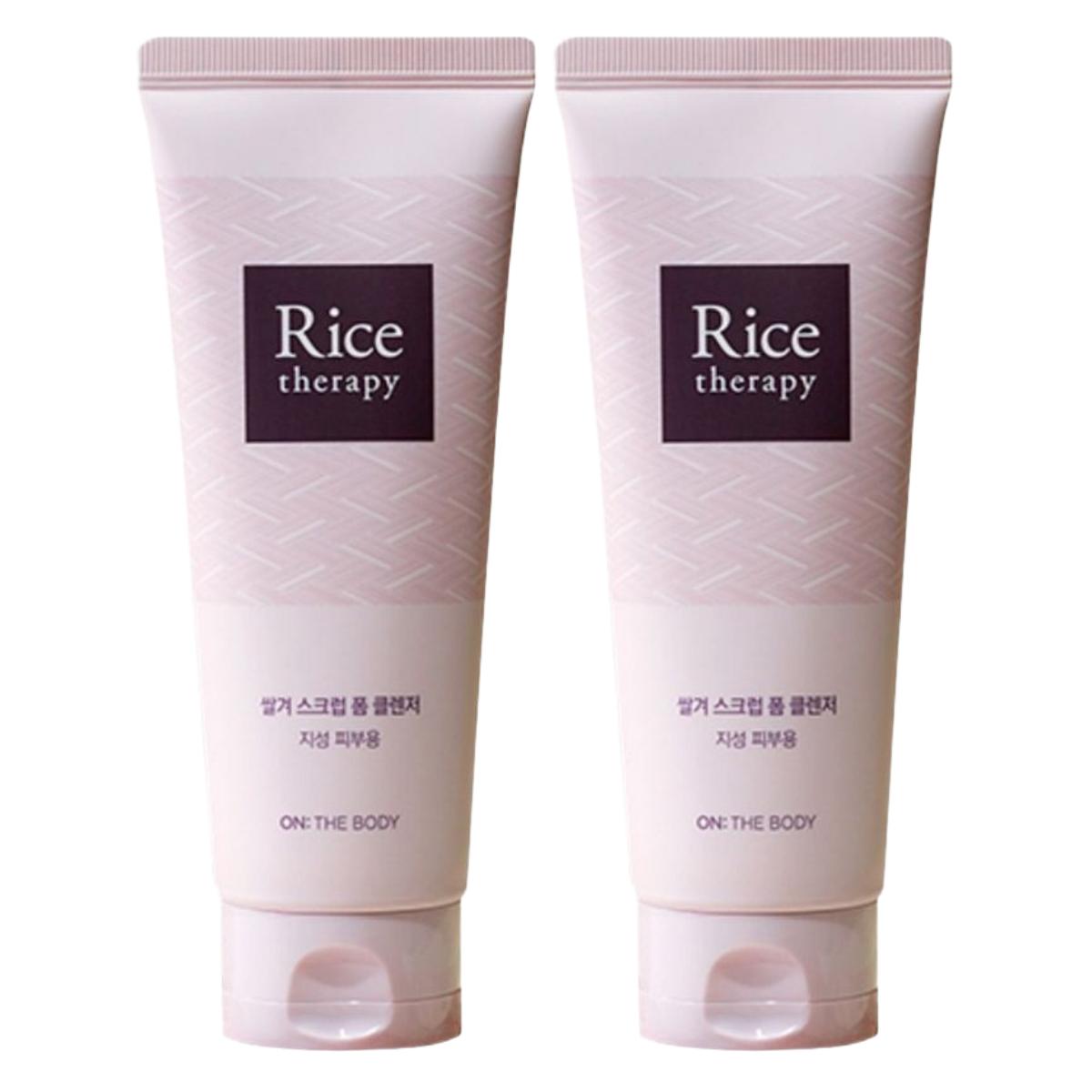 ON THE BODY Rice Therapy Rice Bran Scrub Foam Cleanser Deep Purifying 150ml (Pack of 2)