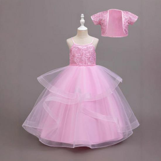 Dívčí dlouhé princeznovské šaty bez rukávů na večer, svatbu nebo ples