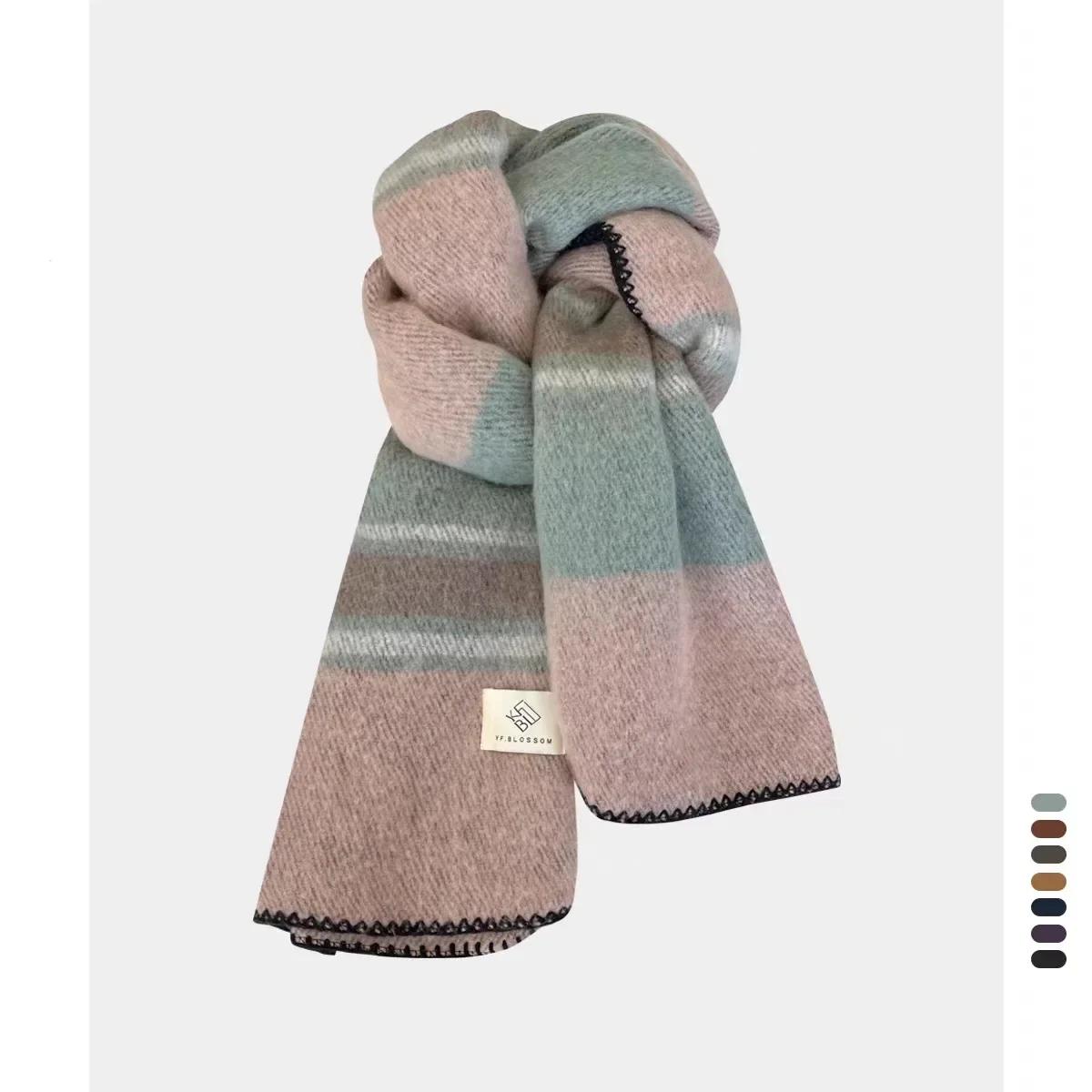 

High Quality Y2K Scarf Women Men Korean Version Retro Imitation Cashmere Shawl Warm Soft Thick Couple Muffler Trendy Female Male 200-50cm