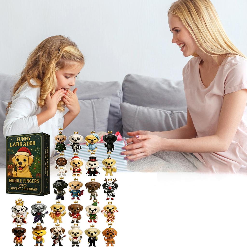 2D Labrador Advent Countdown Box Christmas Tree Decoration Acrylic Pendant Independent Station