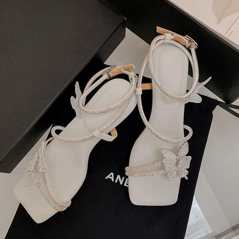 

Rhinestone word with fairy sandals women s summer 2025 new bow temperament high heels 40
