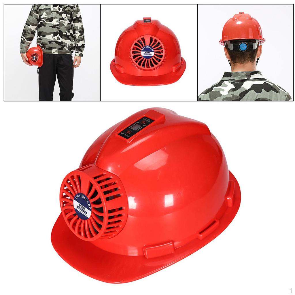 Construction Hard Hat with Fan Thickening Safety Helmet Multifunction Red