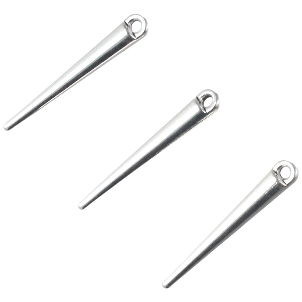100pcs 5x34mm Spike Beads Pendants Antique Silver Long Bullet Spike Charms  DIY Jewelry Making