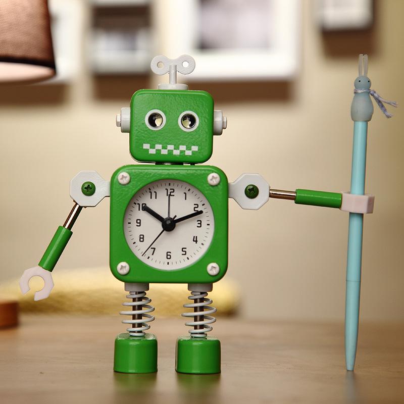 Metal Deformation Robot Creative Student Cute Children Cartoon Stylish Boy Girl Silent Bedside Alarm Clock
