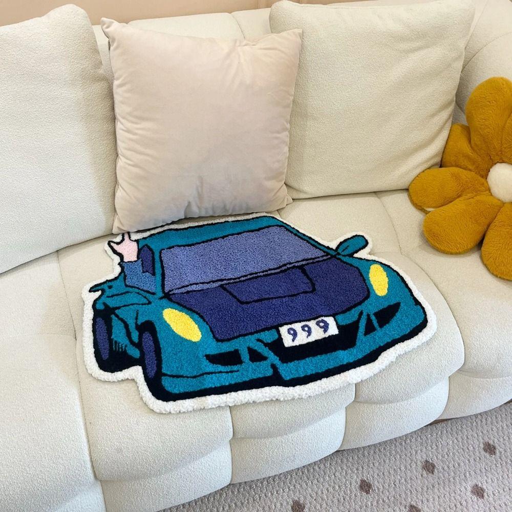 Embroidered Car Shape Rug Sports Racing Car Floor Mat Entrance Carpet Tufted Carpet Bathroom