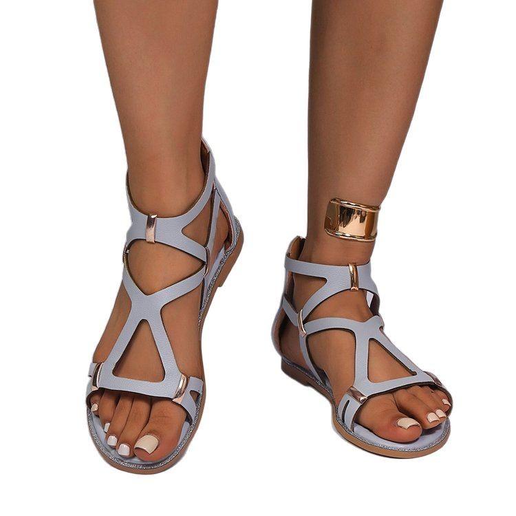 Large size beach open-toed flat sandals, summer new European and American style with Roman women's shoes