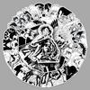 50 Japanese Anime Gothic Style Stickers - Black & White, Waterproof Decor for Phone Cases, Notebooks, Luggage