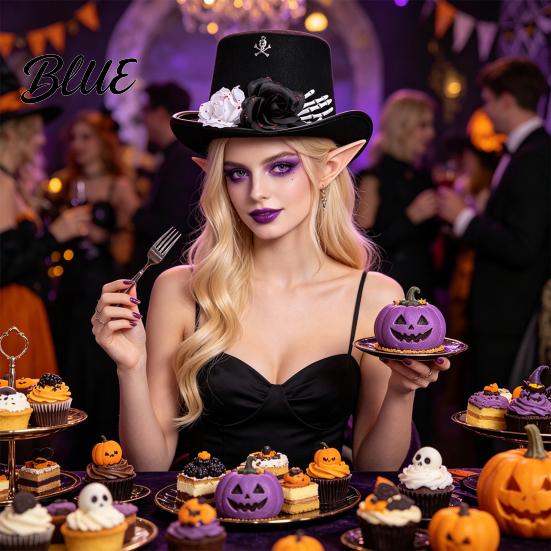 Dark Style Fancy Women Steampunk Felt Hat Top Dress Adults for Men Halloween Cosplay with Skeleton Decorative Festival Headwear