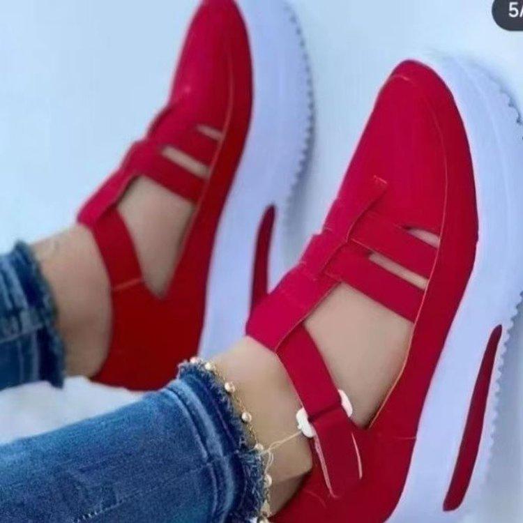 Summer hollow sandals women's platform casual breathable Velcro wedge heel women's shoes