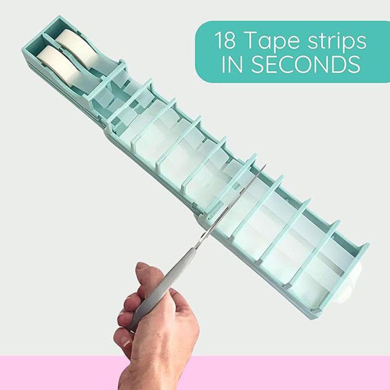 Tape Dispenser for Gift Wrapping Compact 18 Strip Tape Dispenser for DIY Crafts Portable Dual Roll Holder Fits Various Tape Sizes with Easy Dispensing