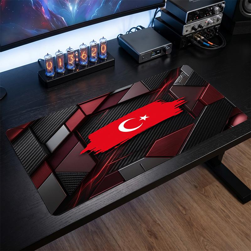 Turkey Football Crest Mouse Pad, Extended Non Slip Rubber Desk Mat for Gaming Office Laptop Fan Gift
