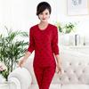 Plus Size Pure Cotton Thermal Underwear Set for Mature Women - Autumn Top & Trousers with Cotton Wool Sweater