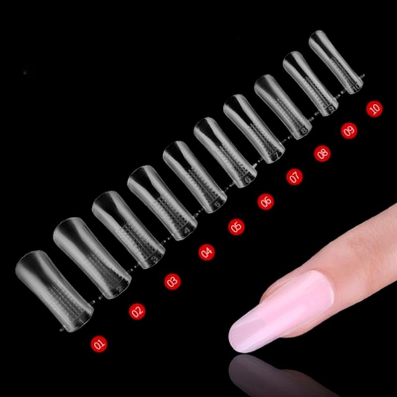 100pcs Quick Building Mold Tips Poly Nails Gel Fingers Extension Forms Nail Art UV Builder Acrylic False Fake Nail Tools