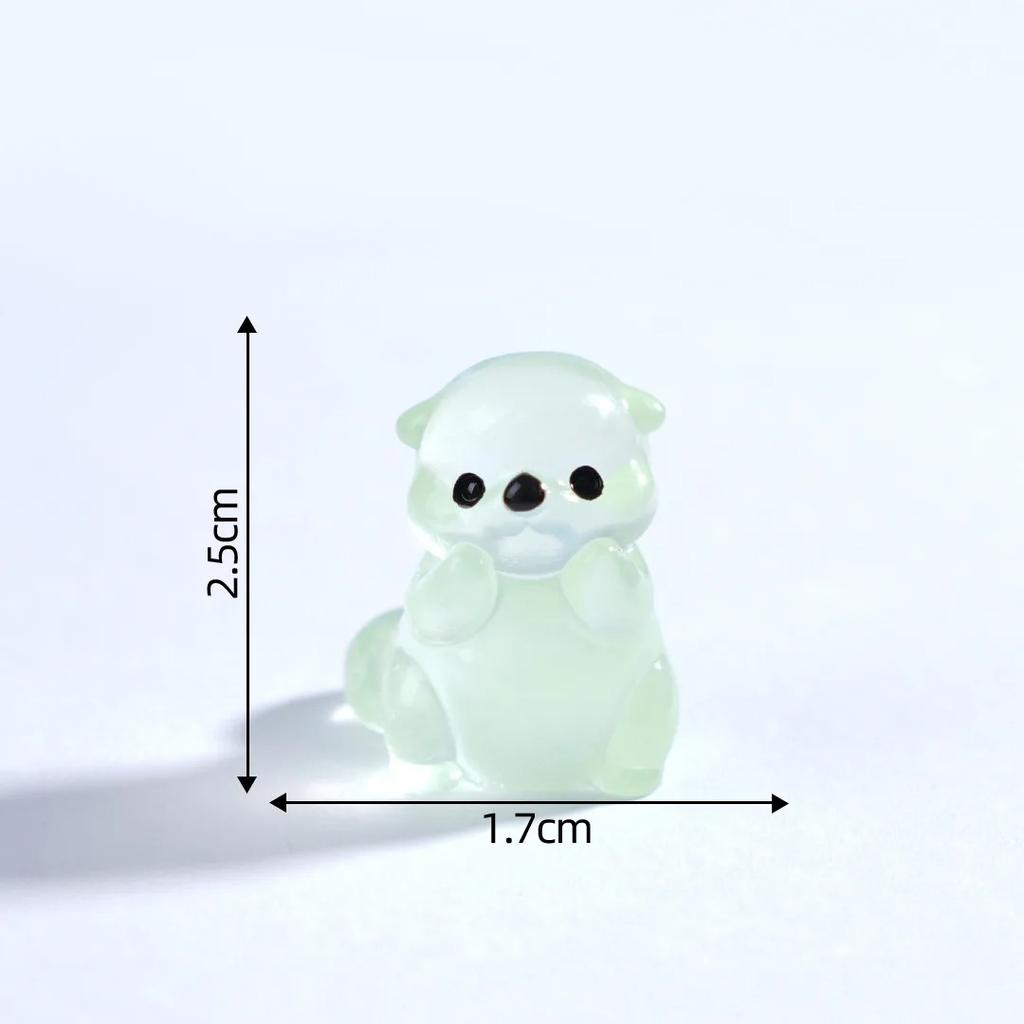 10Pcs Glowing 3D Little Otter Garden Home Decoration Luminous Mini Animals Micro Landscape Moss Diy Dollhouse Ornament