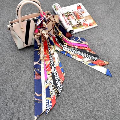 Mode Farbdruck Langer Seidenschal Damen Schleife Halstuch Druck 4cm Dünne Schmale Schals Tasche Haarband Schleife Kopftuch
