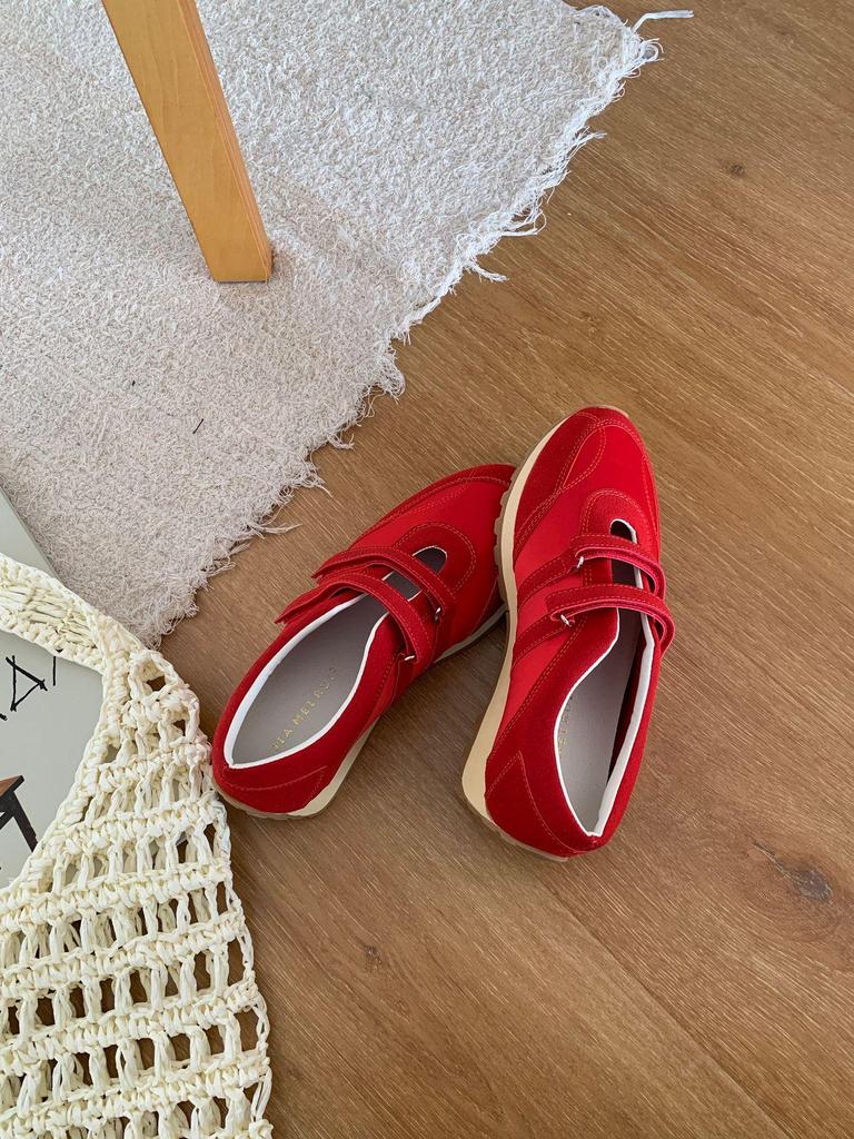 New Women's 2025 Genuine Leather Velcro Trainers: Thick Sole, Breathable, Versatile, In-Stock Casual Shoes