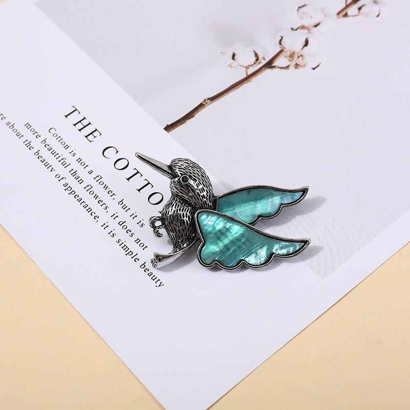 Animal Shell Bird Brooch Pin With Alloy Embedding For Fashion Accessory