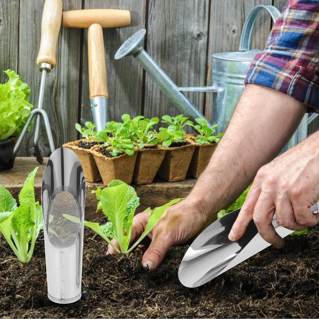 OUNONA Soil Container Stainless Steel with for Digging Digging Gardening Gardening Set of 2 Set, Mesh, Mini, Compact, Soil, Bonsai, Tools, Tools,