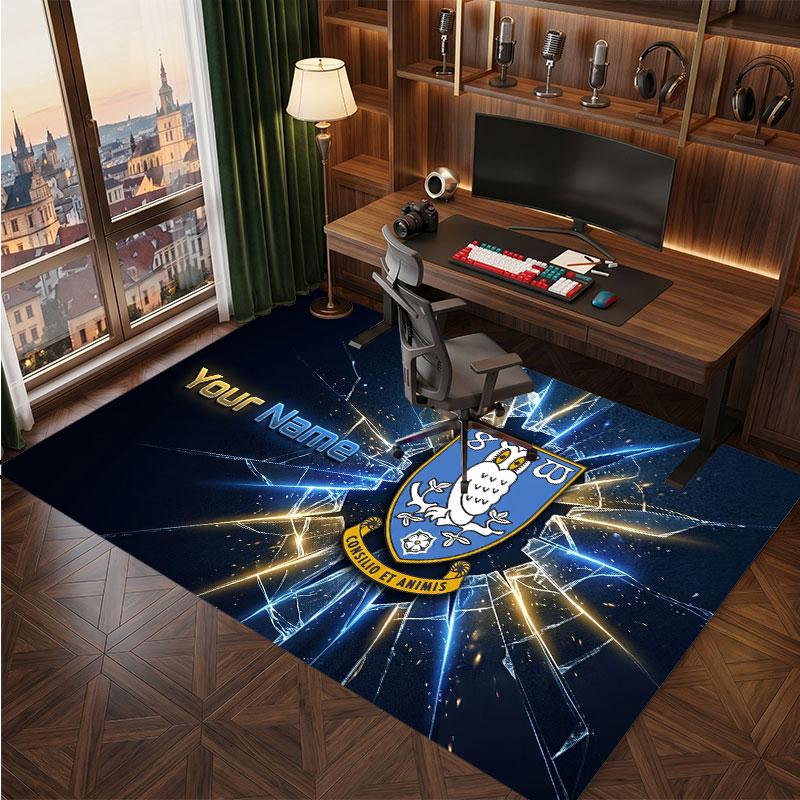 Sheffield Wednesday FC Custom Crystal Velvet Rug, Personalized Name Text Print, Football Logo Soft Non‑Slip Floor Mat Home Decor Gift