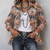 Women's Fashion Floral Print Long Sleeve Ruffle Button Down Blouse for Casual Wear