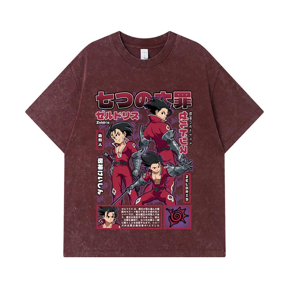 275 GSM Washed T-shirts 100% Cotton Seven Deadly Sins V10 Zeldris Print Unisex Heavy Cotton T Shirt