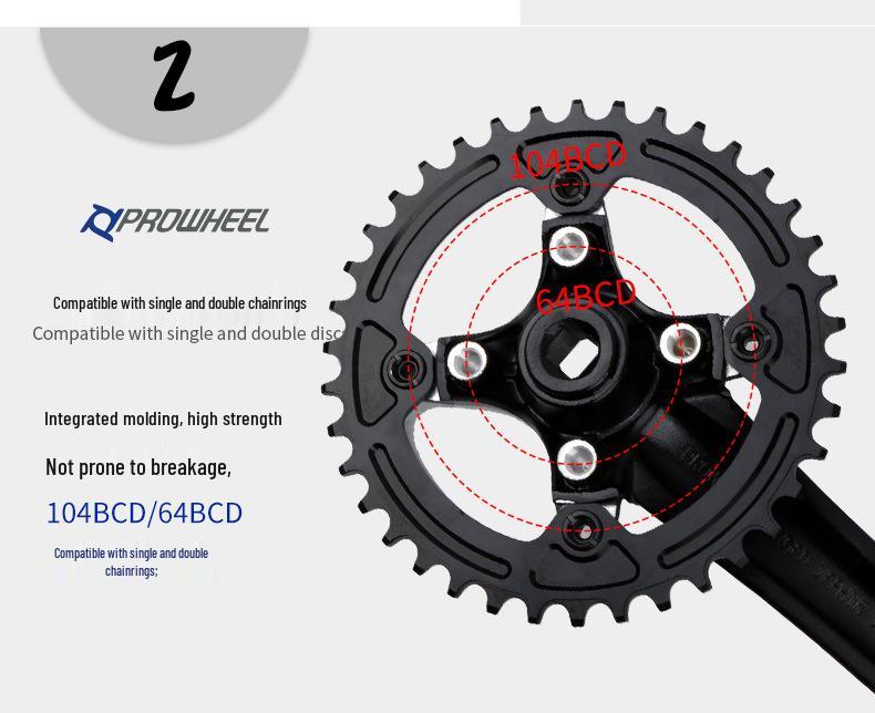 Guarnitura Prowheel Haomeng per Mountain Bike 104BCD 9/10/11 Velocità, Corona 32-38T