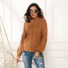 Leuchtende Farbe Kabelstrick Übergröße Damenpullover - Langarm Locker Halber Rollkragen Pullover
