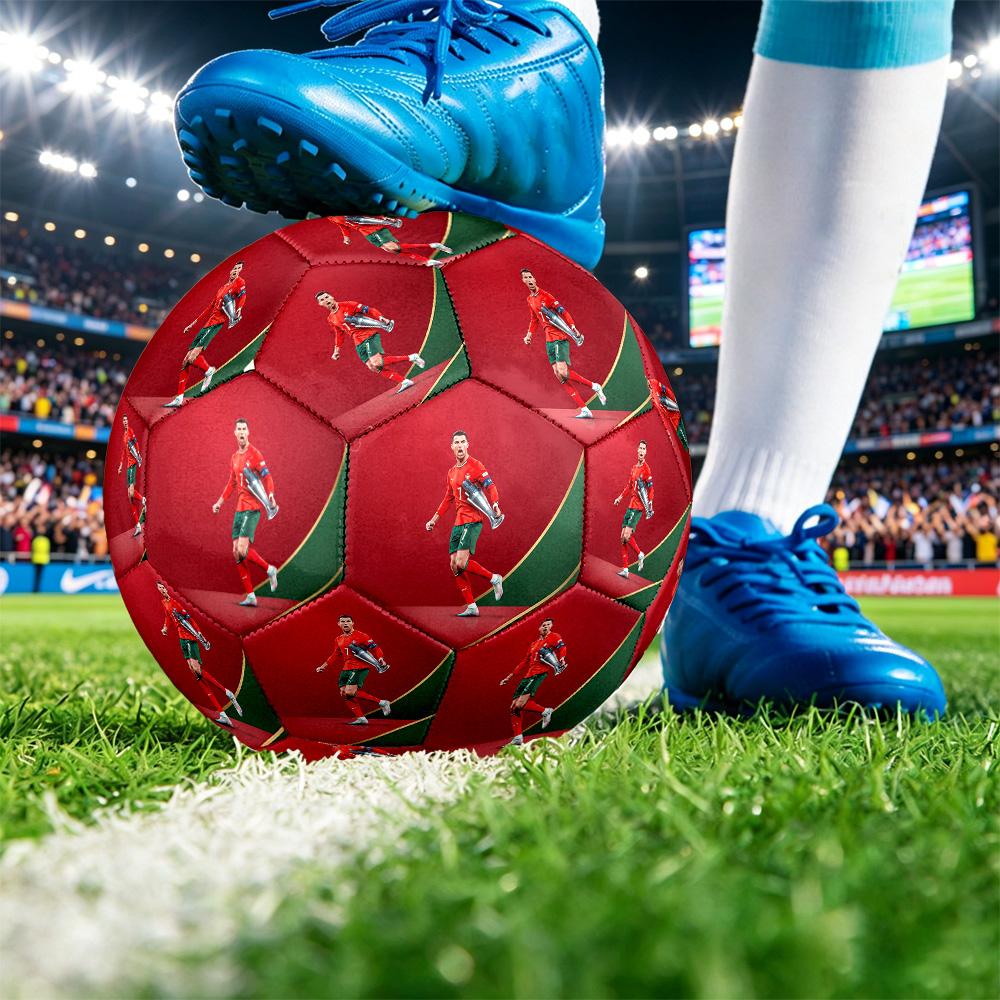 Pallone da Calcio Taglia 5 Stampato Cristiano Ronaldo Resistente all'Usura Standard Allenamento Adulti Regalo per Fan Partite Indoor Outdoor Sport