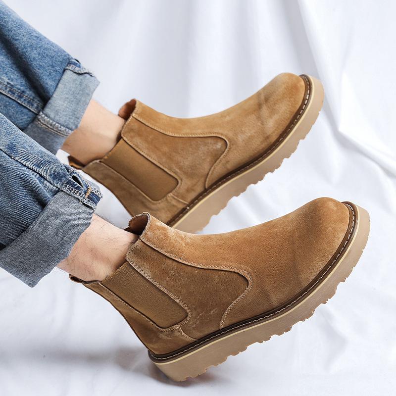 Chelsea boots men's mid-top autumn and winter British retro Martin boots versatile low-top desert big yellow boots 2229-R