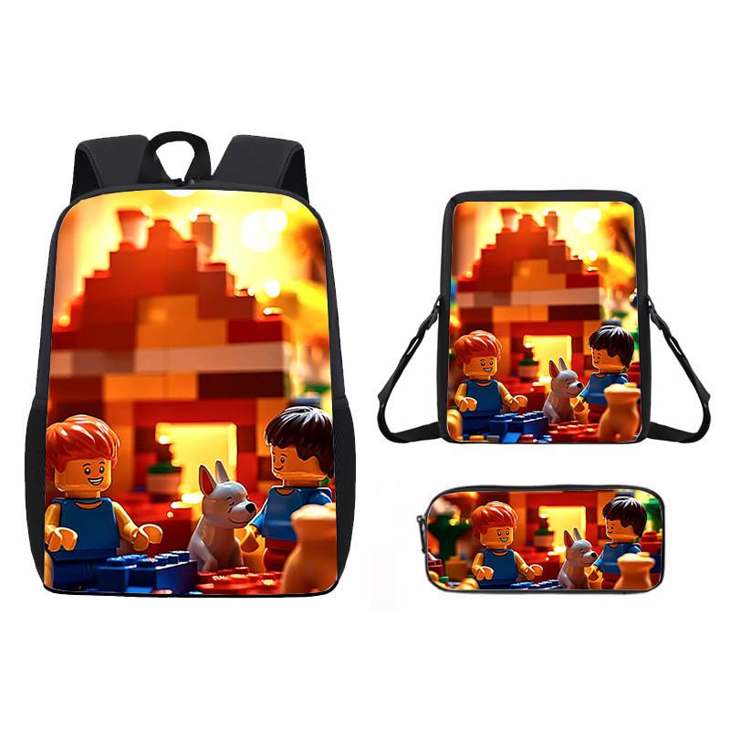Pattern Roblox Cartoon Backpack Shoulder Bag Pencil Case Three Piece Set