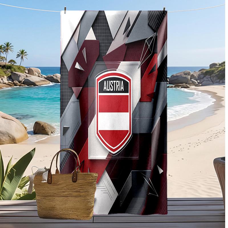 Österreich Fußball Druck Strandtuch Schnelltrocknend Super Saugfähig Weiches Badetuch zum Schwimmen Strand Reisen Fan Souvenir Geschenk