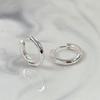One-touch ring glossy silver earrings